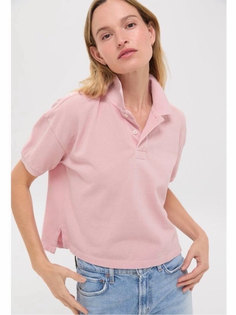 Tuckernuck Pique Holmes
Boyfriend Polo Shirt Pink Short Sleeve Cropped Boxy XL